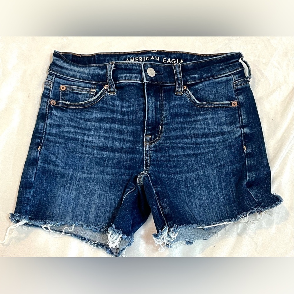 American Eagle Outfitters Women's Blue Hi-Rise Shortie Denim Shorts Size 0